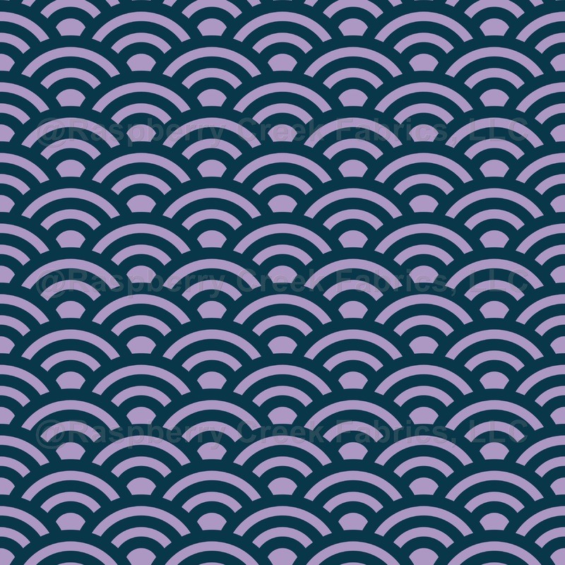 Seigaiha, Waves, Traditional Japanese Pattern, Navy Blue and Pink