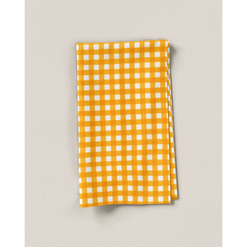 Yellow Check Screen Print Cotton - 1 Yard Remnant