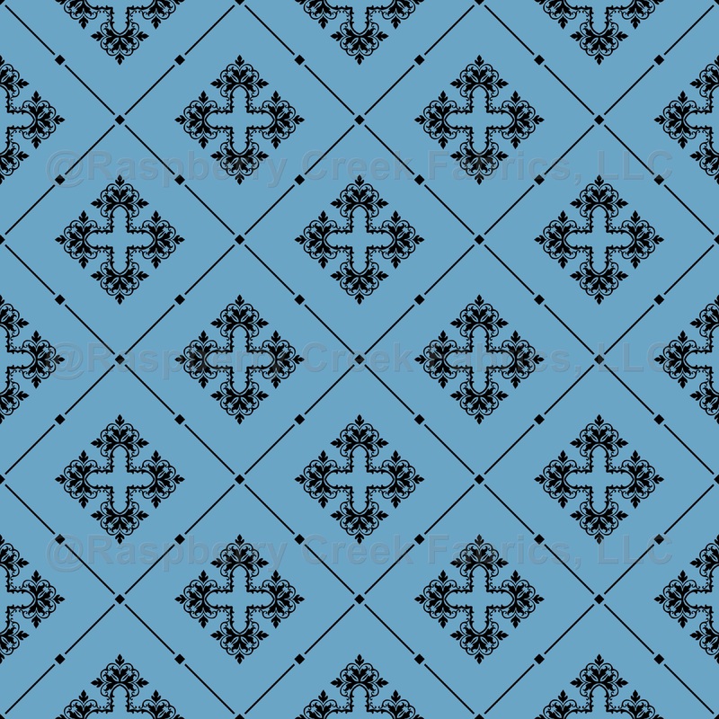 Blue Damask, Baroque Pattern, Venetian Damask, French Damask