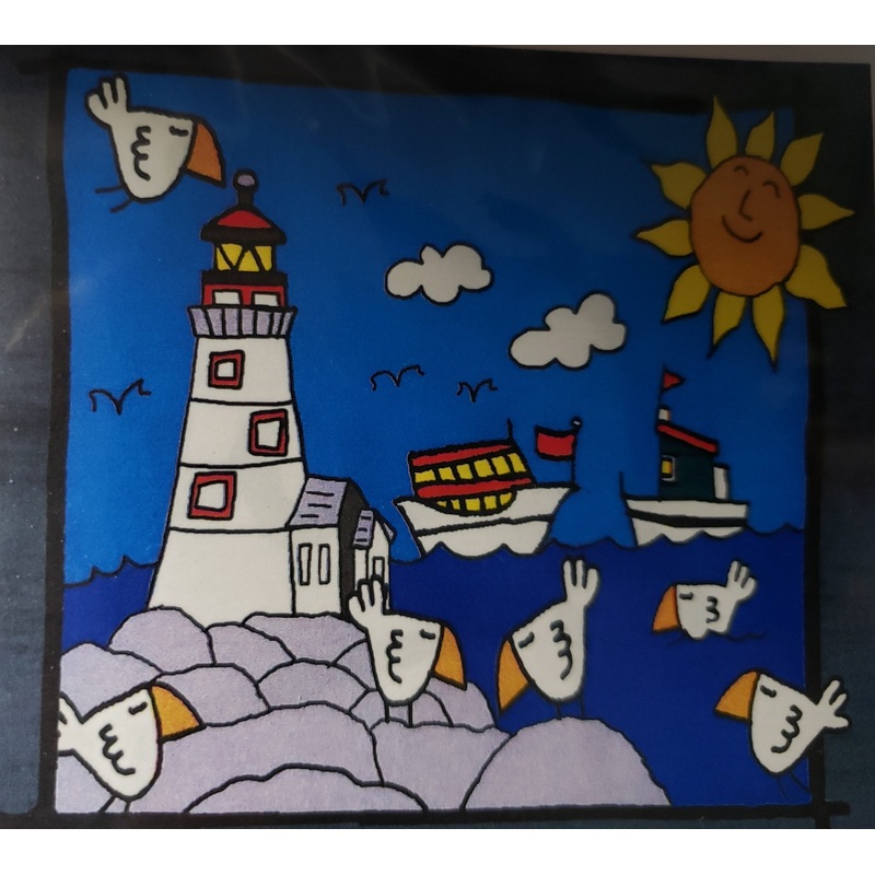 Lighthouse on the Rocks 2013-9 - Rug Hooking Paper Pattern - Shelly Atkinson