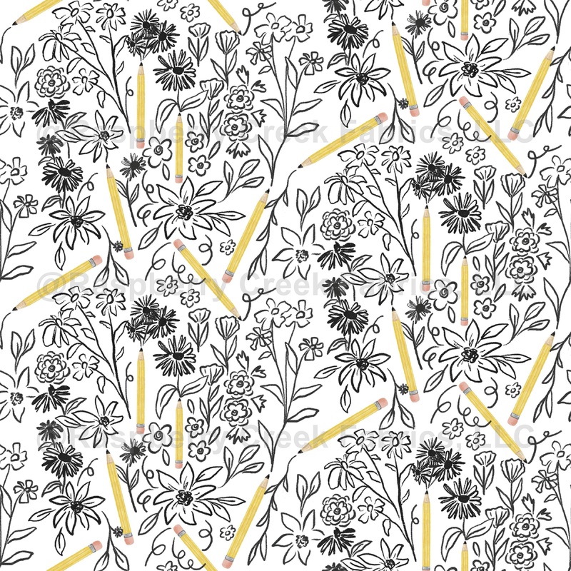 Pencils, floral, black, white, doodle flowers, girls, back to school, school, teachers, women