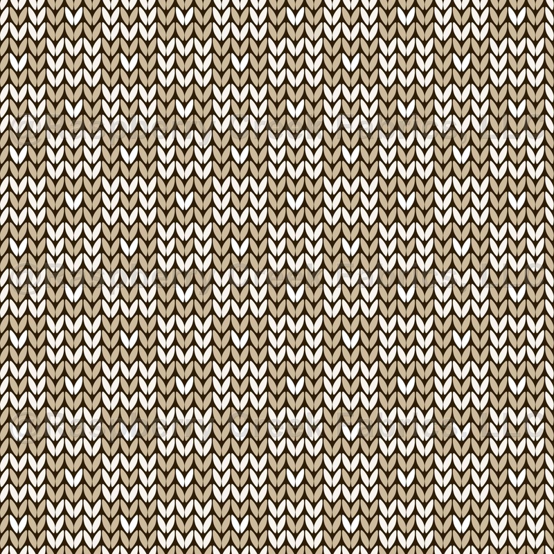 Faux Knitted Wool Checks and Heart Retro Hygge Crafty Warm Nordic Grandpa Style White Beige