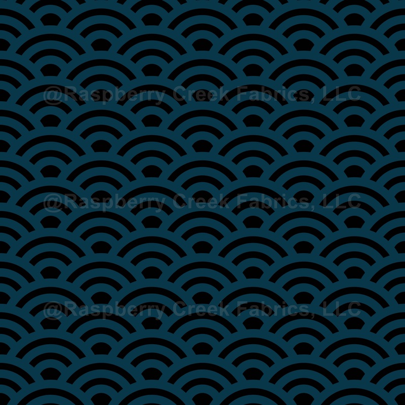 Seigaiha, Waves, Traditional Japanese Pattern, Navy Blue and Black