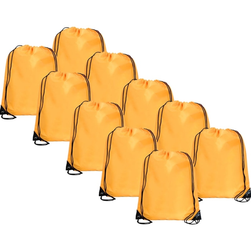 10 Drawstring Tote Bags - Gold