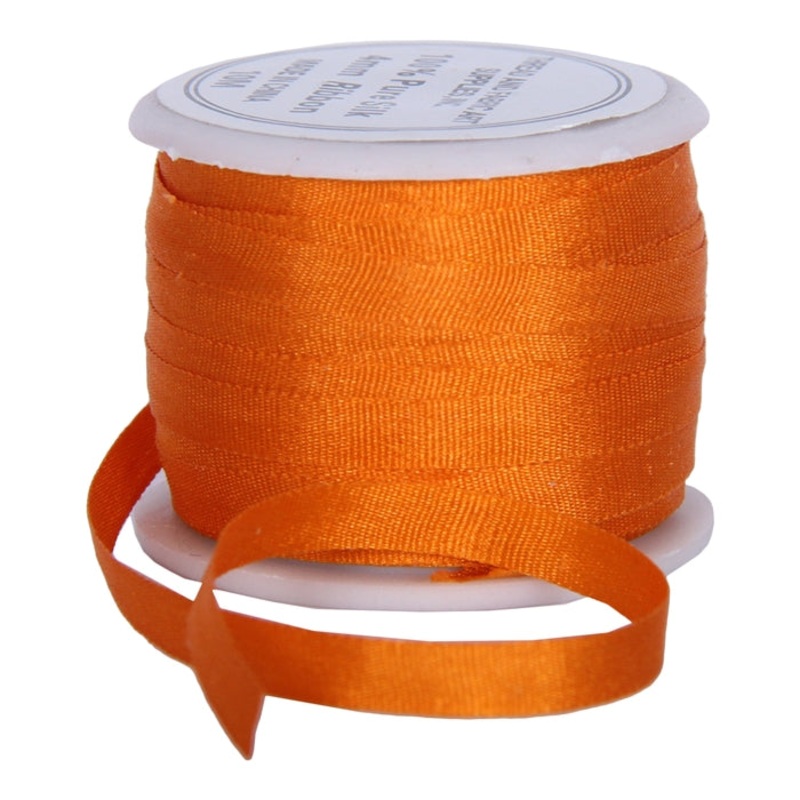 Silk Ribbon 4mm Orange x 10 Meters No. 705