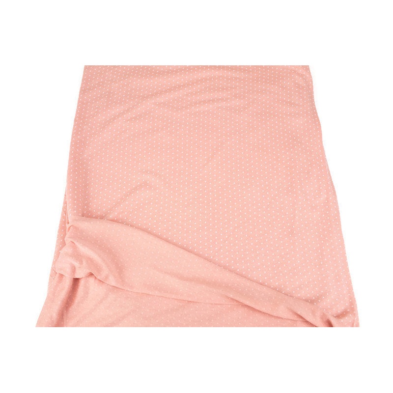 Peach Pink and Off White Mini Polka Dot Knit Jersey Fabric by the yard PDK00602R