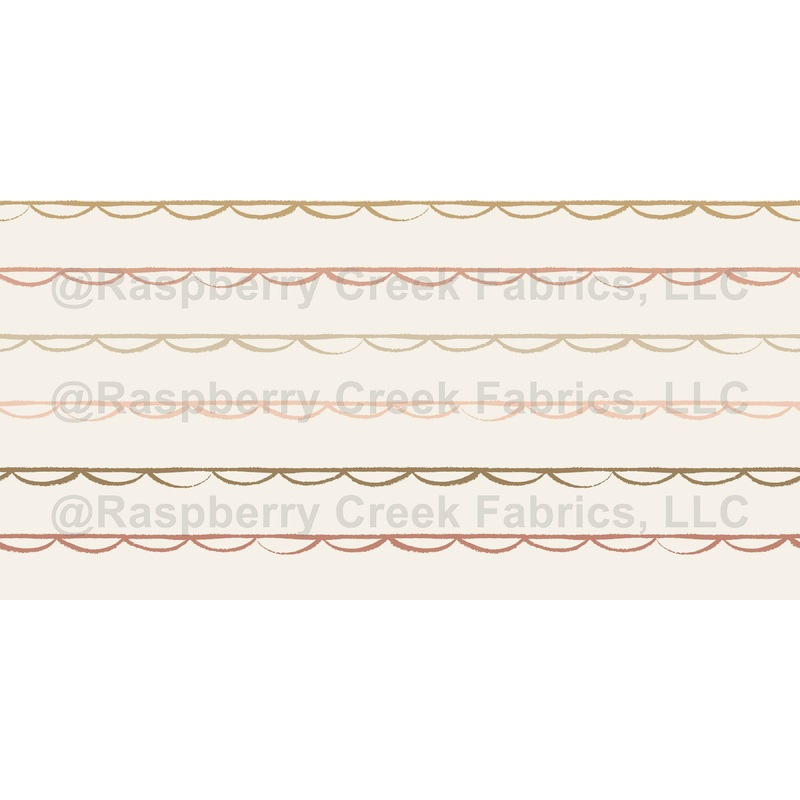 Scallop Stripe - Cream Earth Tones Horizontal Frilly Lace Lines // Cottage Meadow
