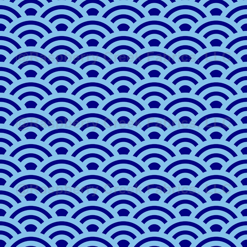 Seigaiha, Waves, Traditional Japanese Pattern, Baby Blue and Royal Blue