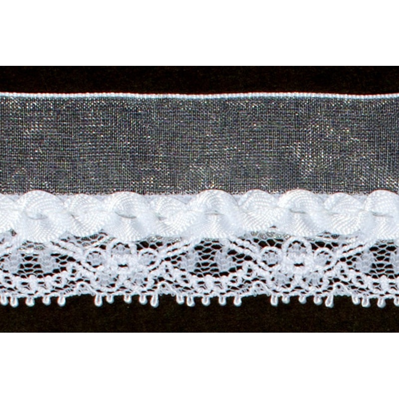 1 1/2" Delicate White Organza & Lace Trim