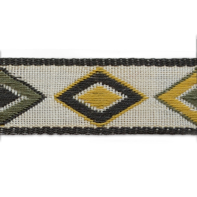 1/2" Geometric Mustard & Espresso Diamonds Woven Cotton Ribbon