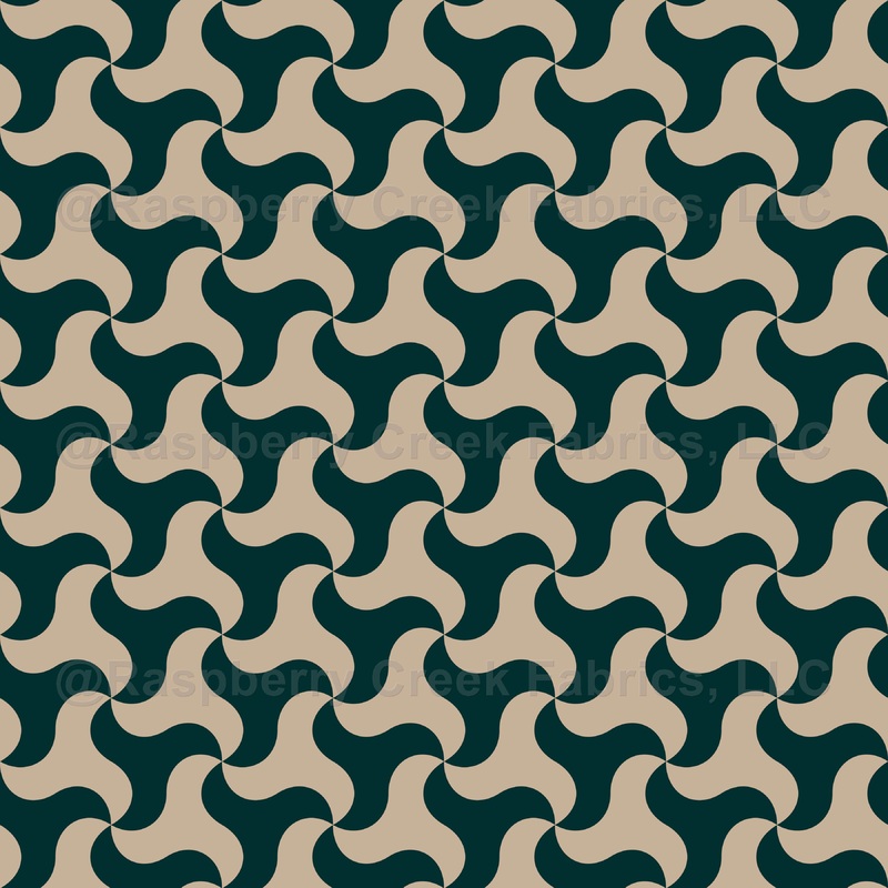 Houndstooth Pattern, Triskelion, Dark Green and Cream