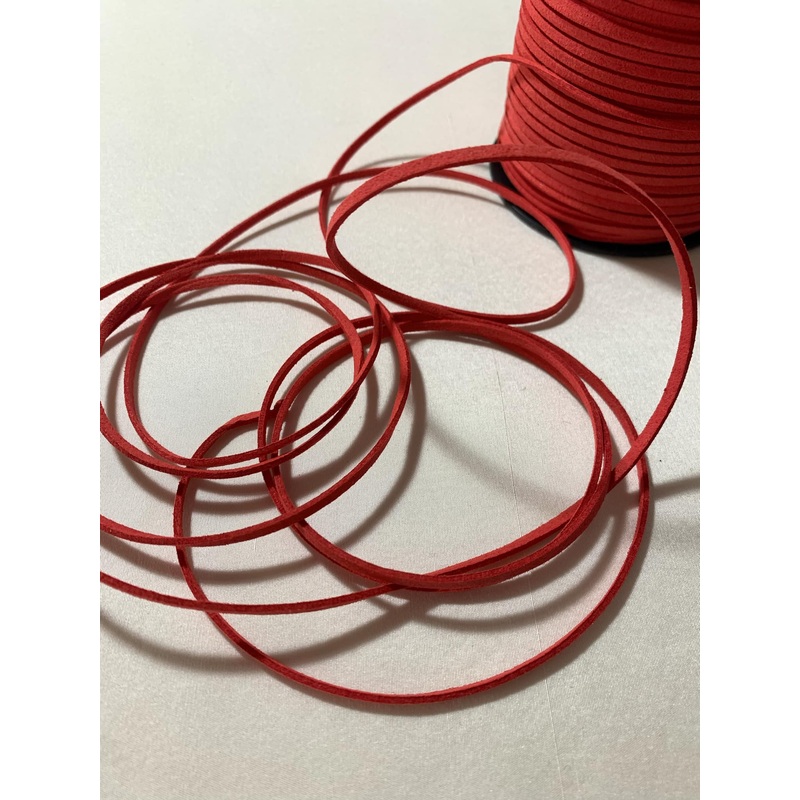 Red Faux Suede Leather Cording Cord Trim 1/8"x 10 Yards