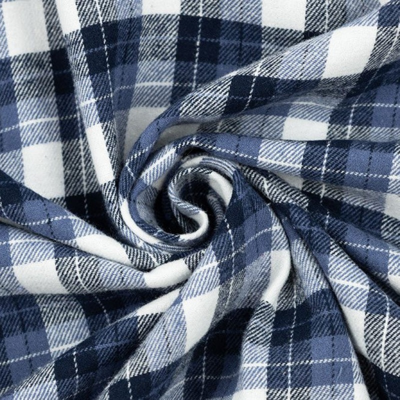 Yarn-Dyed Flannel - Plaid - Navy and White