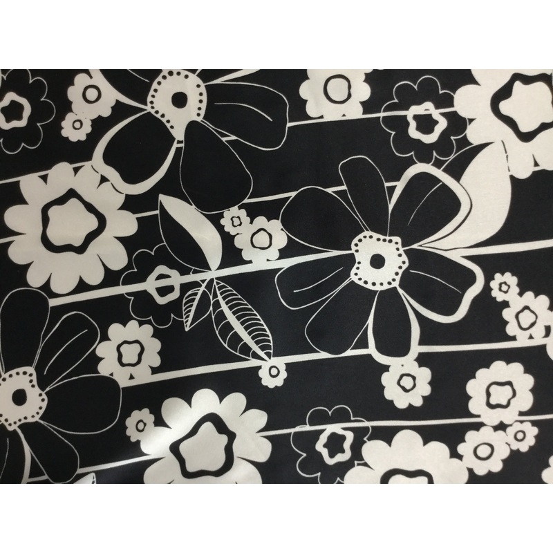 Black and White Flowers - Silk Charmeuse