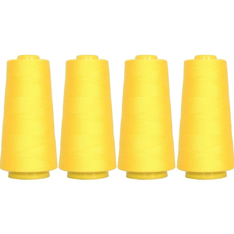 Four Cone Set of Polyester Serger Thread - Yellow 154 - 2750 Yards Each