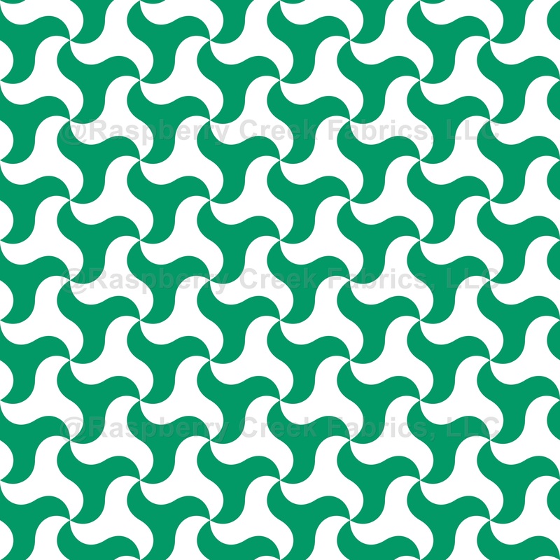 Houndstooth Pattern, Triskelion, Green and White