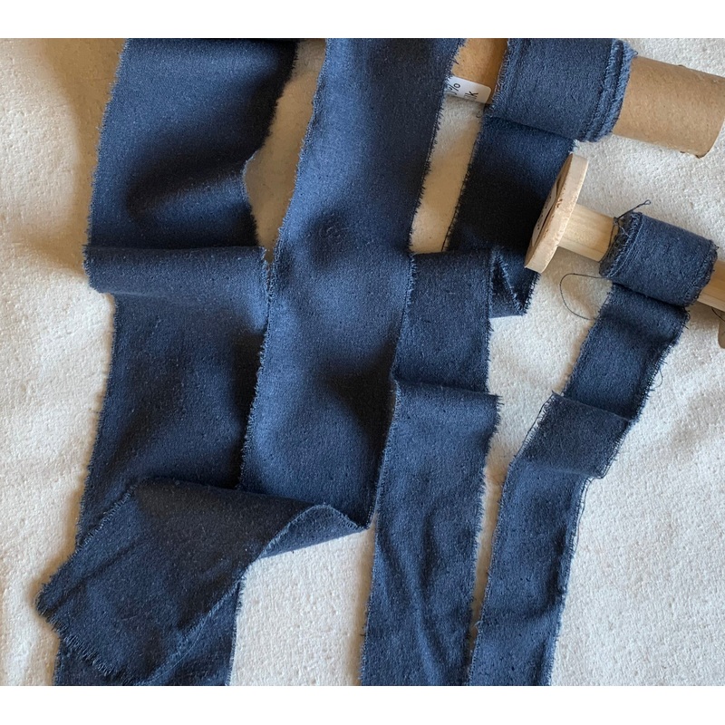 Steel Blue 100% Silk Noil Ribbon ( 4 Widths to choose from)