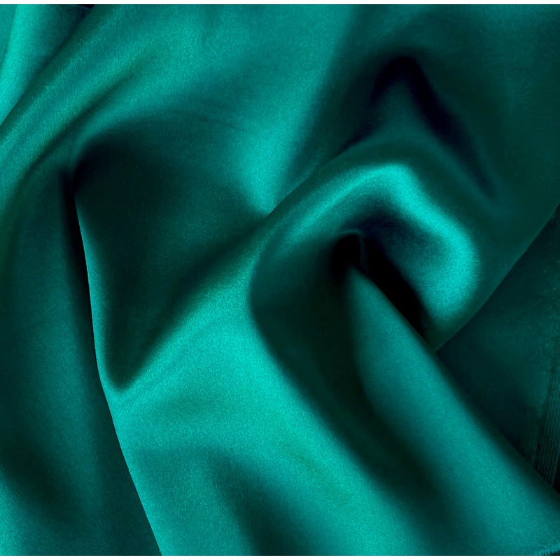 Bright Viridian Stretch Silk Satin Charmeuse (Made in Italy)