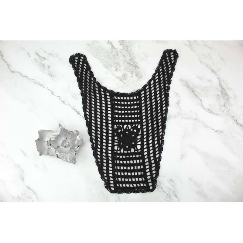 Black Floral Cotton Lace Applique