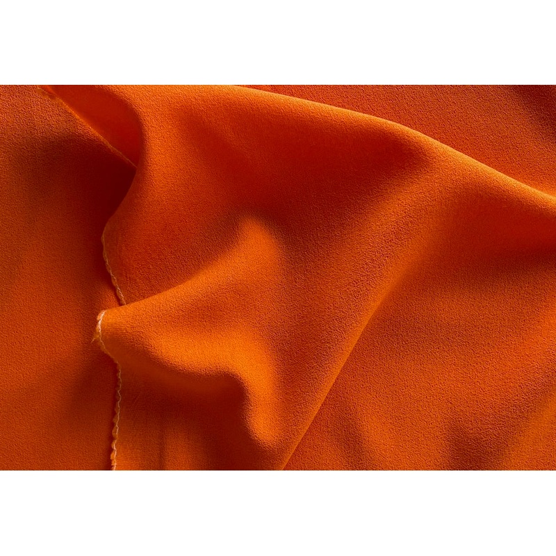 Lighter-Weight High-End Mandarin Orange Wool Crepe (Made in Italy)