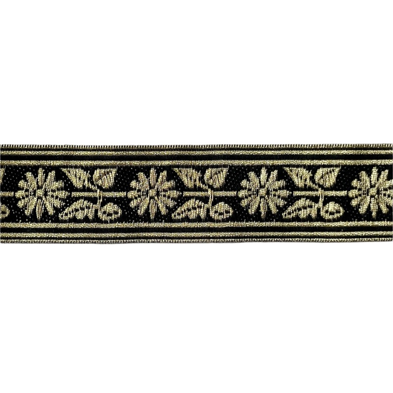 1 1/2" Gerbera Light Gold Brocade Ribbon (Made in France)