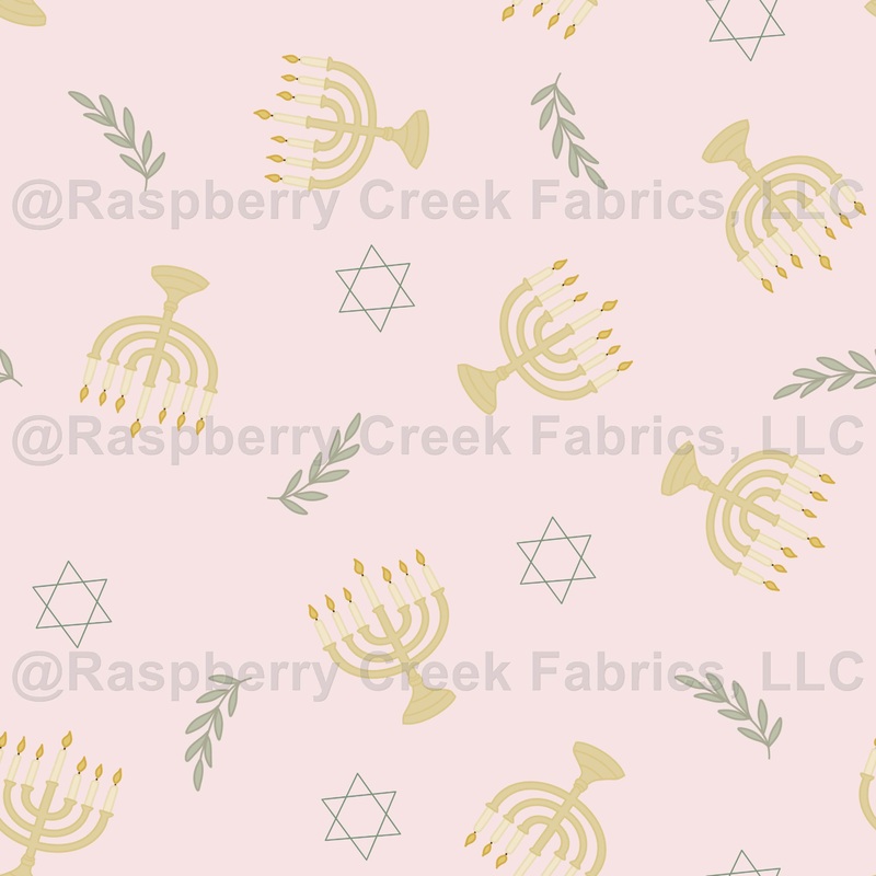 Chanukah/Hannukah Pattern with Soft Pink Background