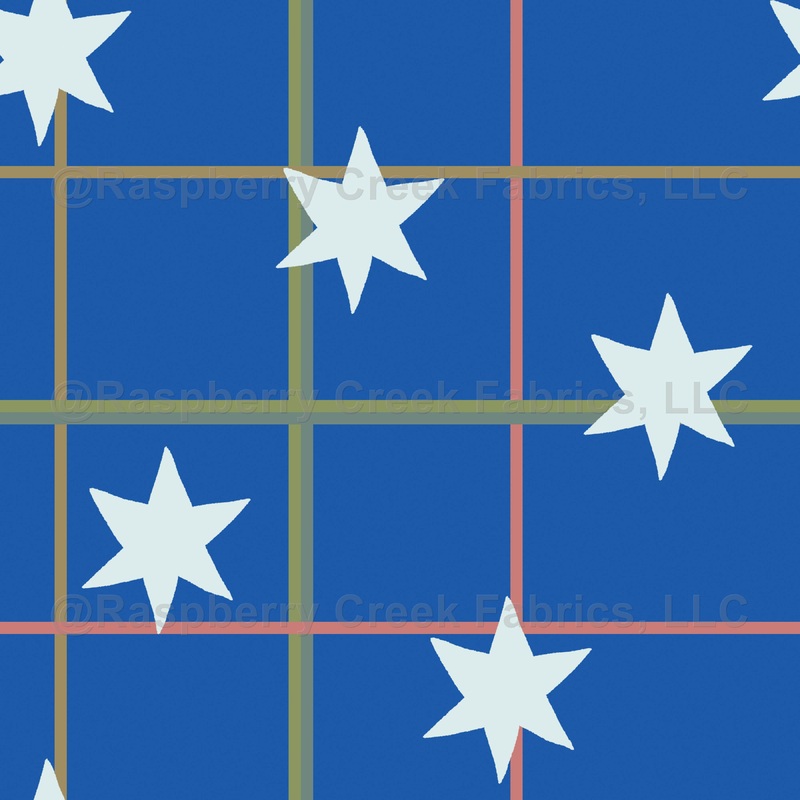 Retro Star and Grid Pattern on Royal Blue