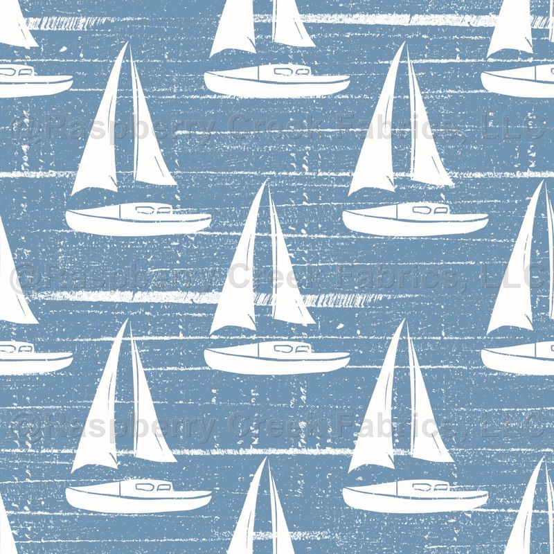 Sailboats in Denim Blue, Coastal Summer Vacation by KristenInStitches