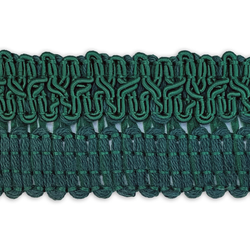 1 1/2" Hunter Green Fold-Over Polyester Gimp Trim (Made in Germany)