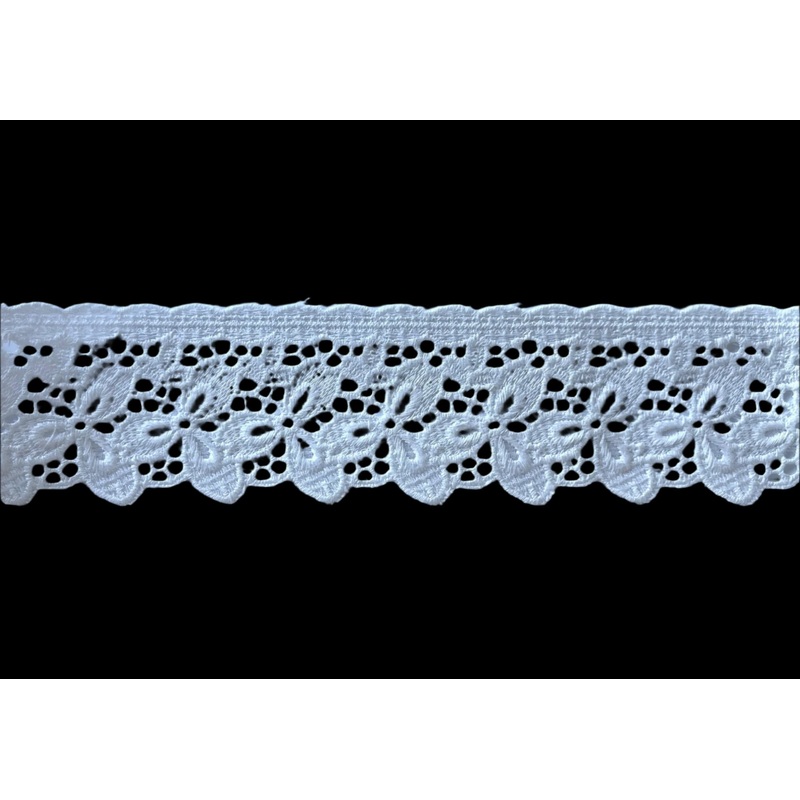 2 1/8" Flower Patch White Cotton Eyelet Trim (Made in Switzerland)
