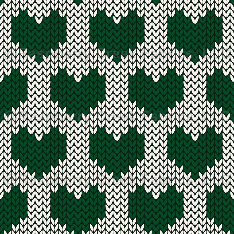 Faux Knitted Wool Hearts Hygge Nordic Warm Grandpa Style Christmas Green on White