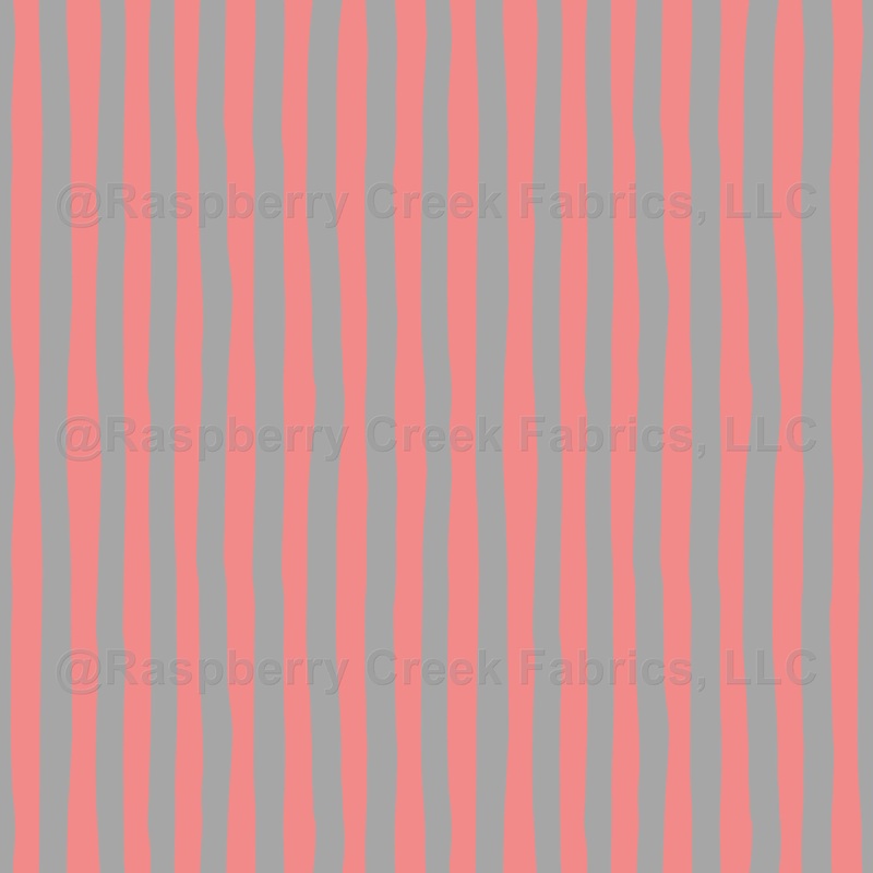 Salmon Pink & Gray Wonky Stripes