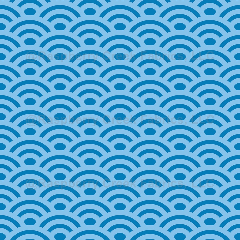Seigaiha, Waves, Traditional Japanese Pattern, Baby Blue and Blue