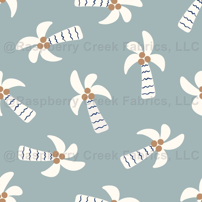 Summer Tropical Palm Trees Light Greyish Cyan