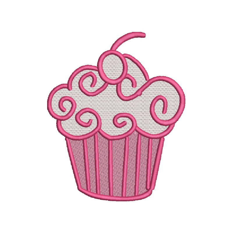 Swirling Cupcake Machine Embroidery Design Single - Monogramming - Instant Download 8 Formats and 3 Sizes