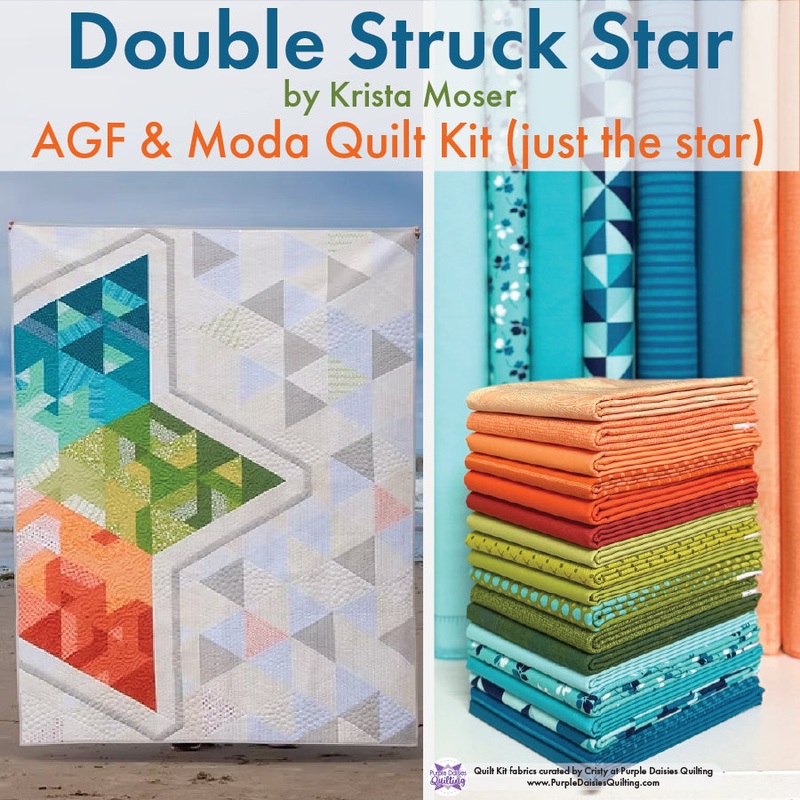 Double Struck Star by Krista Moser + Aqua, Green, Orange Quilt Kit