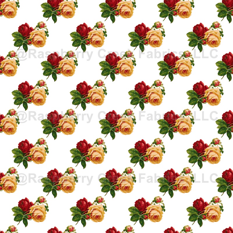 Red Roses, Yellow Roses, Floral Pattern, Leaves, Boho