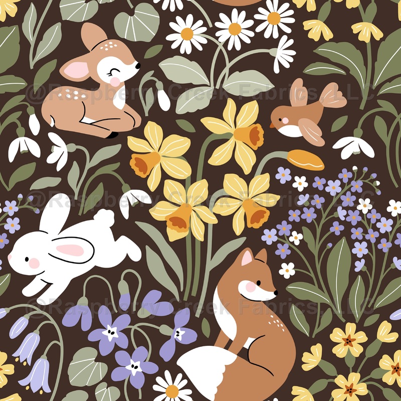 Woodland Spring / Maroon / MirabellePrint