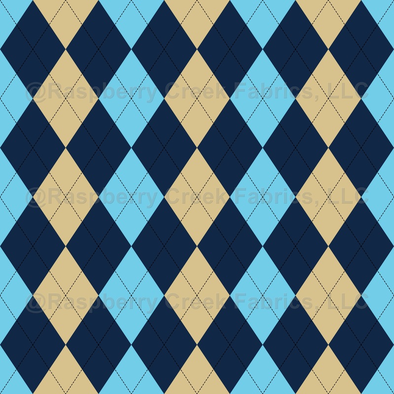 Argyle Pattern, Navy Blue Beige Blue, Black Stitching