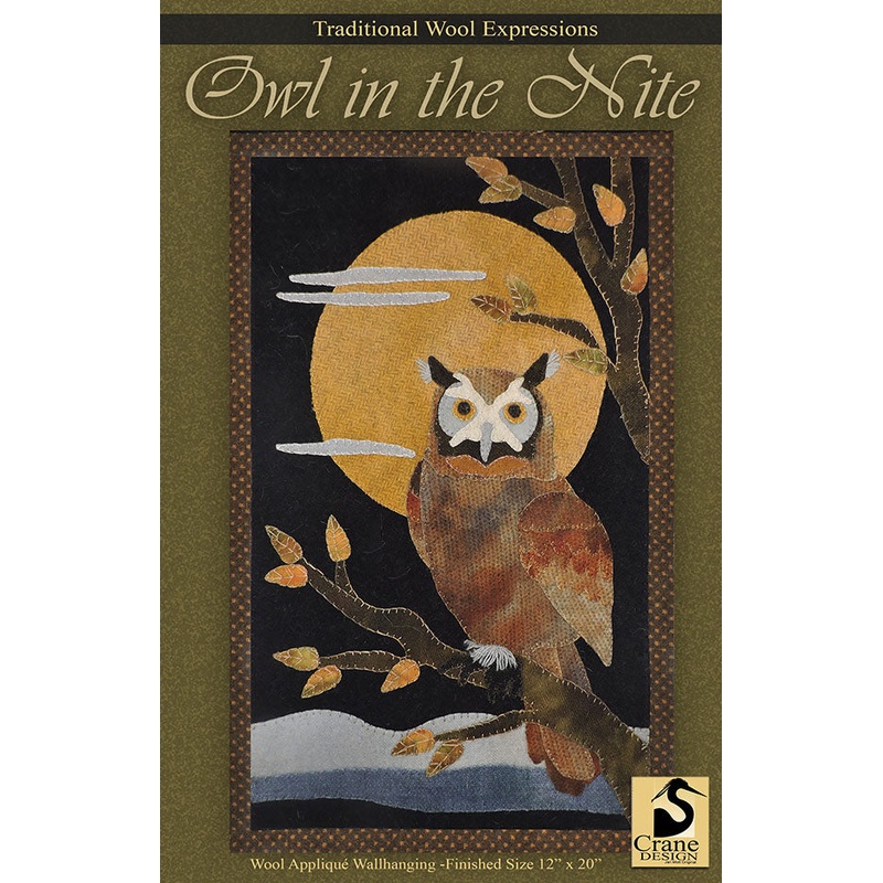 OWL IN THE NITE - Wool Applique Pattern - Wallhanging