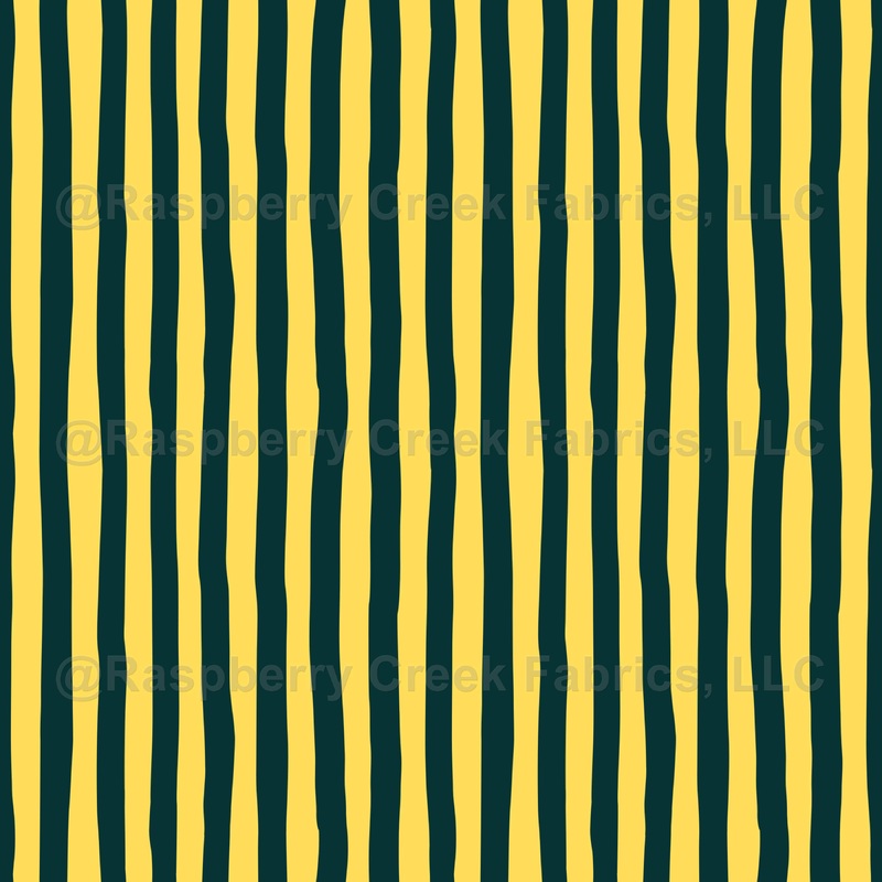 Yellow & Dark Teal Wonky Stripes