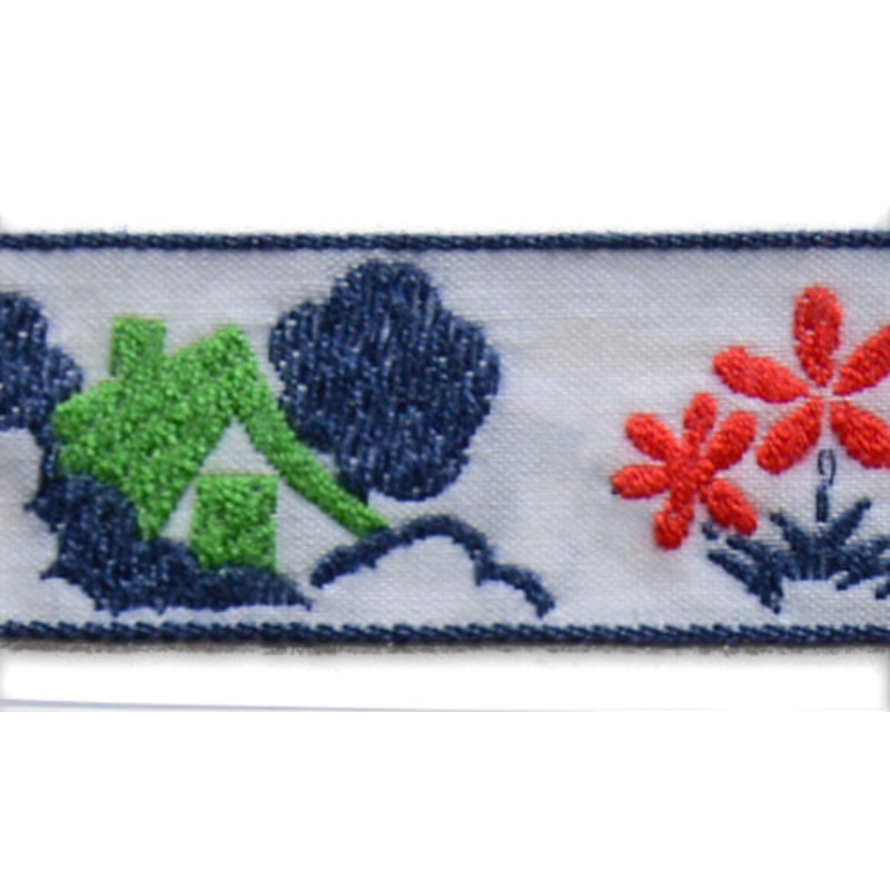 1" Countryside Cottage Woven Cotton Blend Ribbon (Made in France)