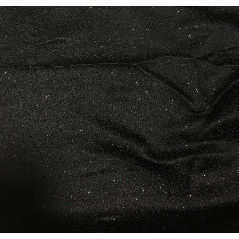 Black with Gold Clouds - Silk Brocade Fabric