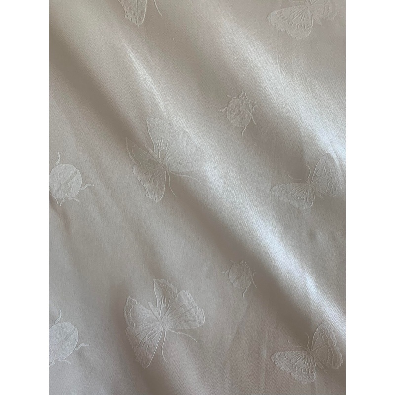 Butterflies & Beetles White - 100% Silk Jacquard Fabric