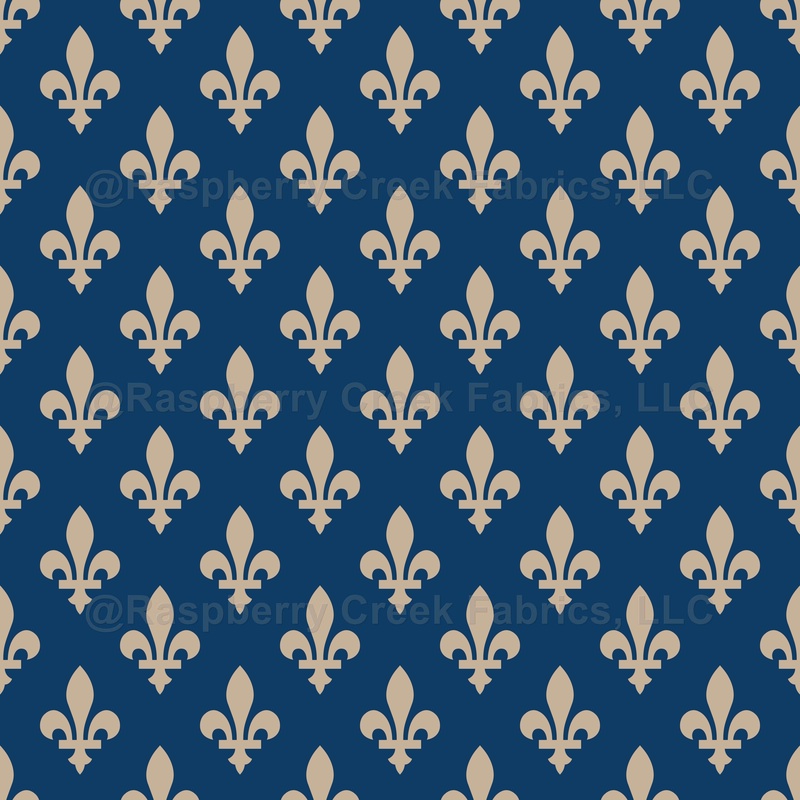Fleur de Lis Pattern, French, Royal, Cream on Navy Blue