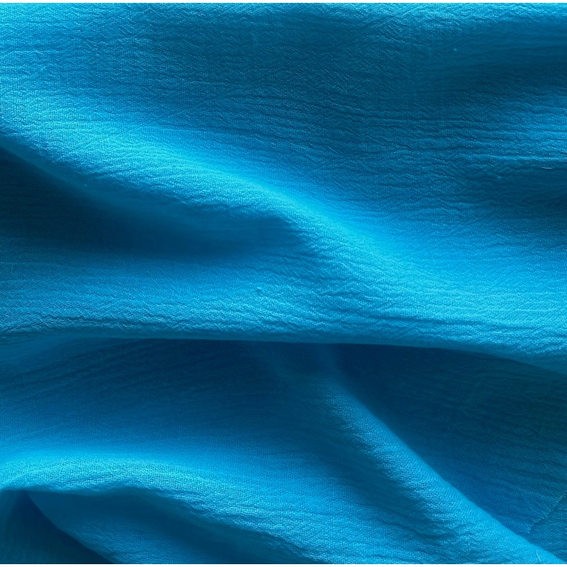 Semi-Sheer Summertime Turquoise Crinkled Cotton Gauze