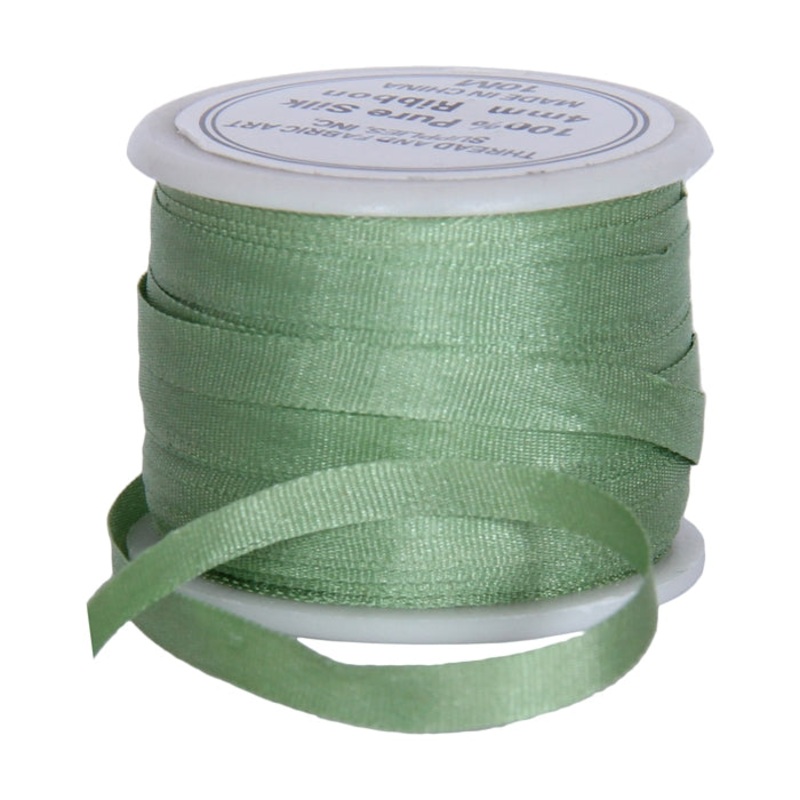 Silk Ribbon 4mm Nile Green x 10 Meters No. 240