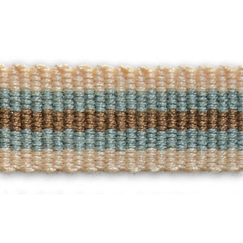 3/4" Striped Sky Blue & Milk Chocolate Cotton Blend Grosgrain Ribbon