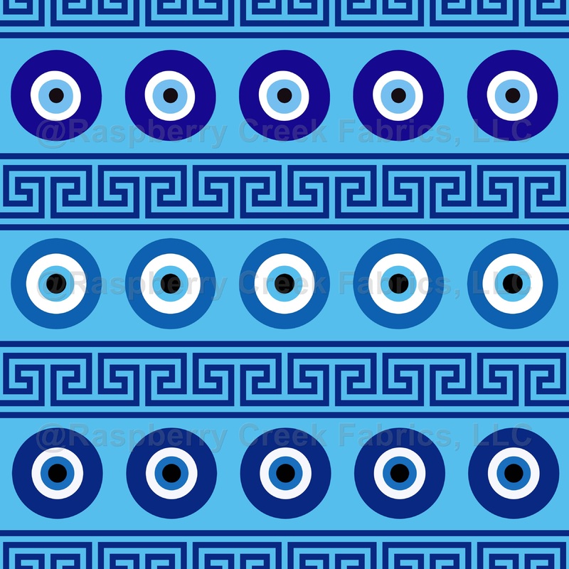 Meander Key, Evil Eye Pattern, Greek Eye, Turkish Eye, Blue