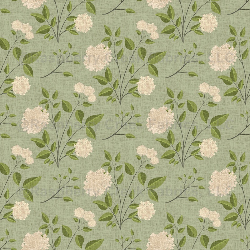 Scattered Hydrangeas in Sage Green and Creamy Beige